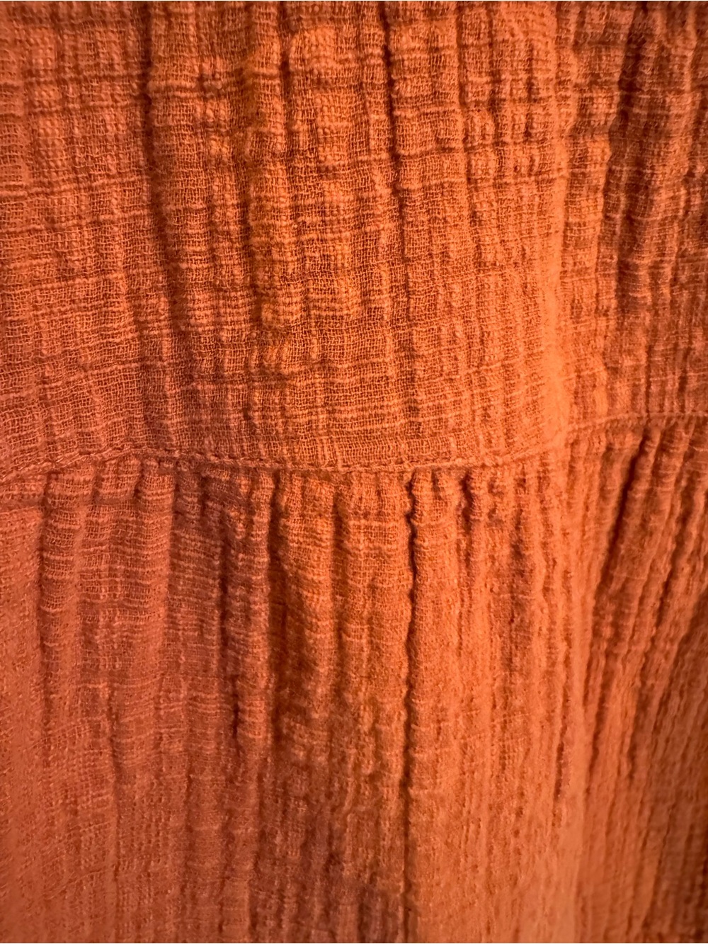 ⭐ 2/$20 Max Studio Rust Orange 100% Cotton Gauze Textured Peasant Blouse - Picture 7 of 8